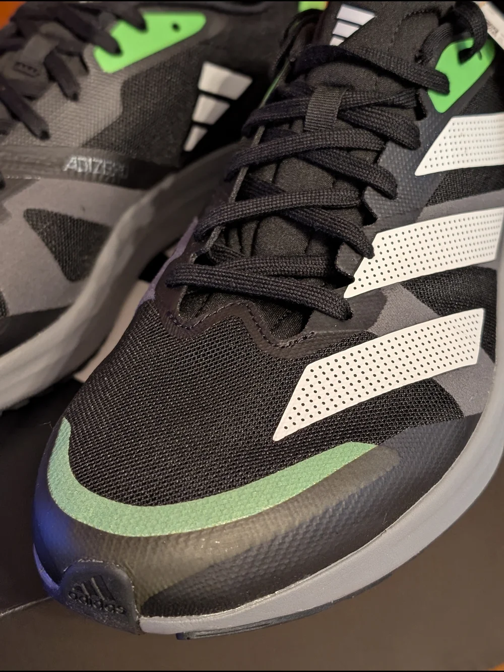 adidas Adizero RC 4 Running Shoe - Black/Green/White Men's 13 NWT